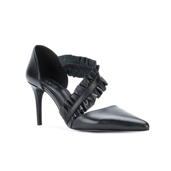 MICHAEL Michael Kors Shoes - Michael Kors Bella Ruffle Leather Shoes Pumps Black Size 8M